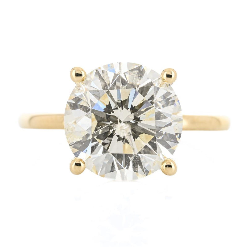 5.04CT Round Diamond Engagment Ring - Solitaire - 14K Yellow Gold