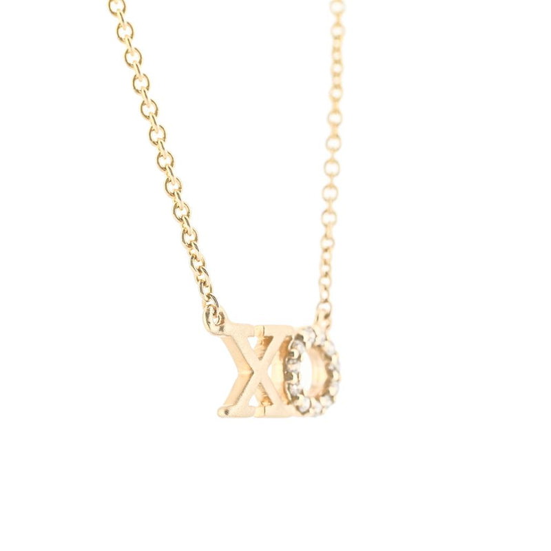 .03CTW Round Diamond "X" and "O" Necklace, 17" - 14K Yellow Gold