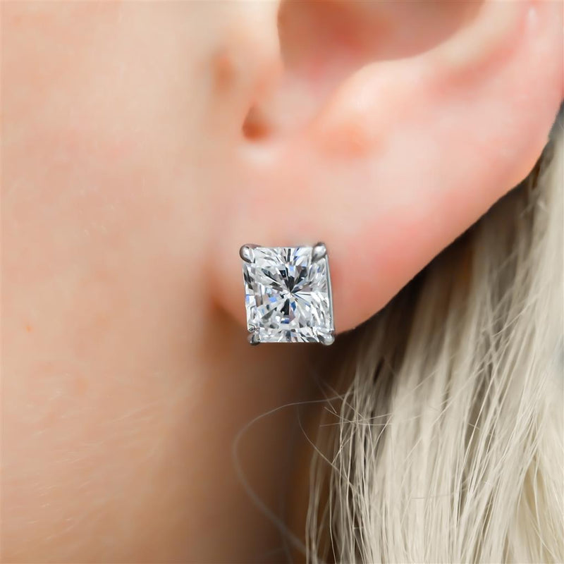 5.59ctw Radiant Diamond Stud Earrings - 950 Platinum
