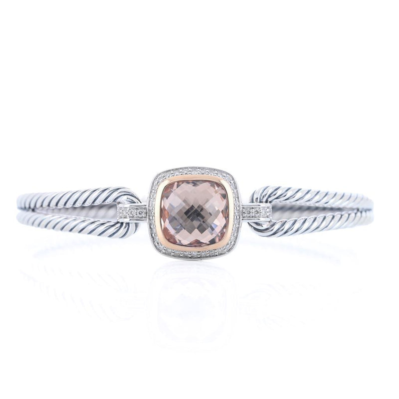 David Yurman | .26CTW Albion Morganite + Diamond Bracelet, 6.5" -  925 Sterling Silver