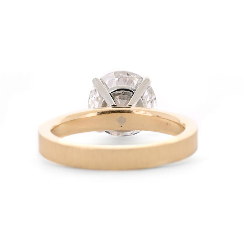 3.03ct Round Lab-Grown Diamond Engagement Ring, 3mm Band, Brush-Finish - 14K Multi-tone Gold