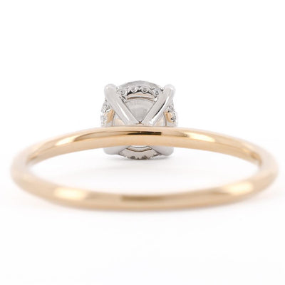 .96CTW Round Diamond Engagement Ring - Solitaire + Hidden Halo - 14K Yellow Gold + 950 Platinum
