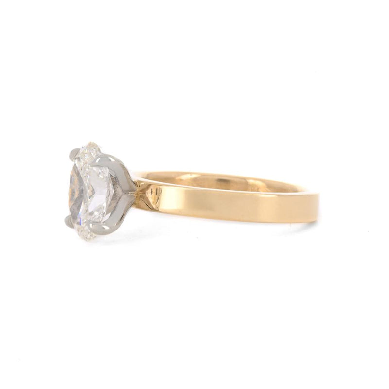 1.71ct Oval Diamond Engagement Ring, 3mm - 14K Multi-Tone Gold