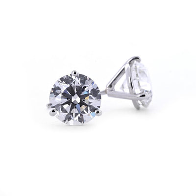 3.60ctw Round Diamond Stud Earrings, Martini - 14K White Gold