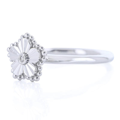 .01CT Diamond Bujukan Flower Ring, Size 6.5 - Sterling Silver