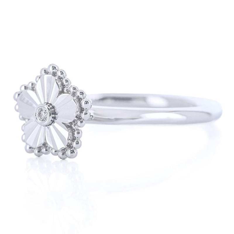 .01CT Diamond Bujukan Flower Ring, Size 6.5 - Sterling Silver