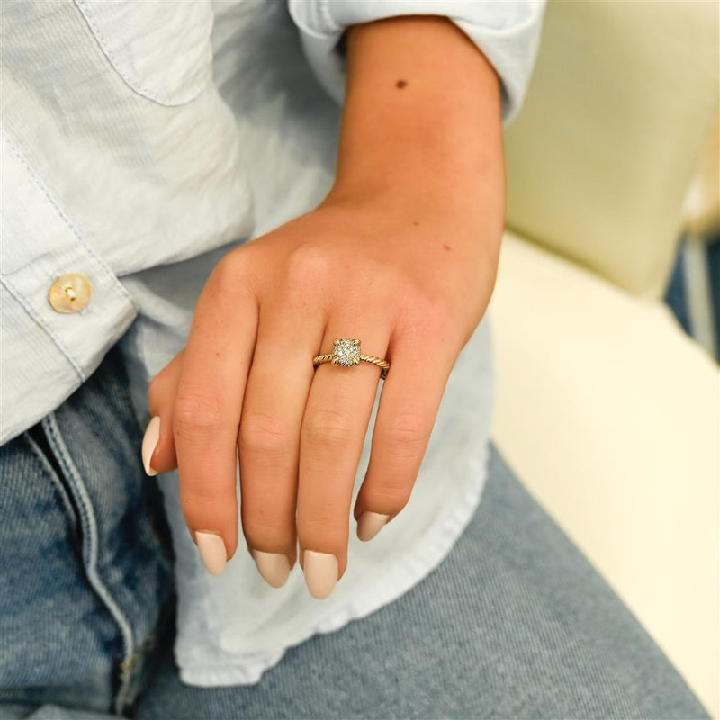 David Yurman | Petite Chatelaine Diamond Ring, Size 5.25 - 18K Yellow Gold