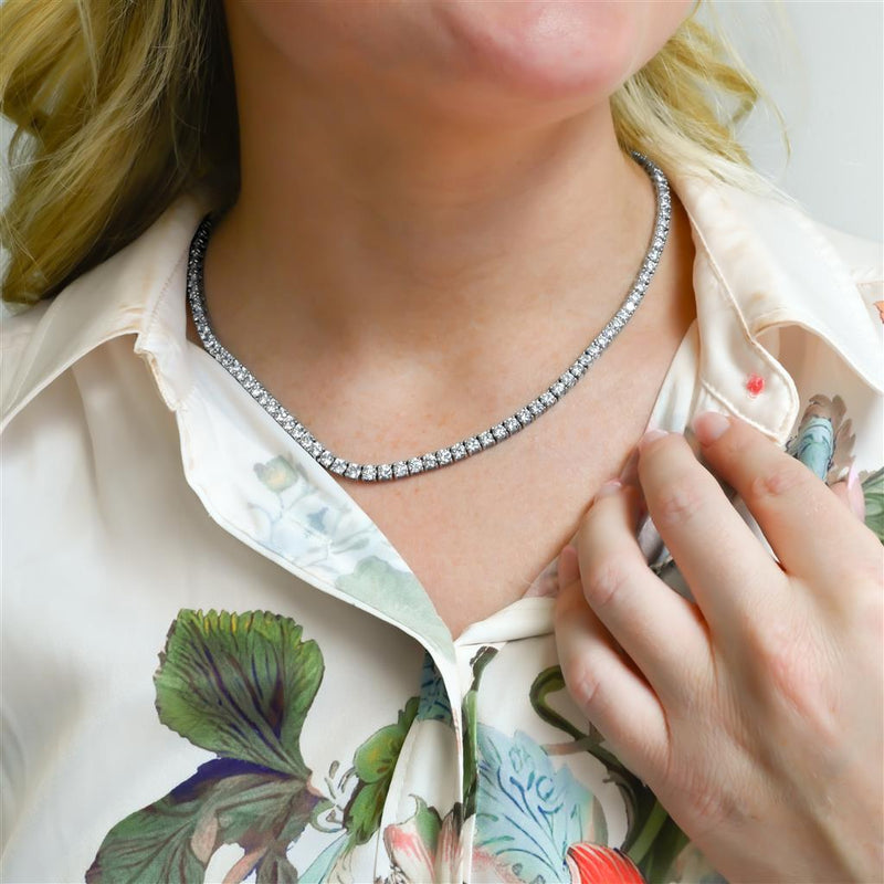 25ctw Round Diamond Necklace - 14k White Gold