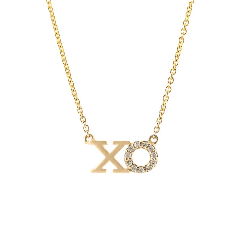 .03CTW Round Diamond "X" and "O" Necklace, 17" - 14K Yellow Gold