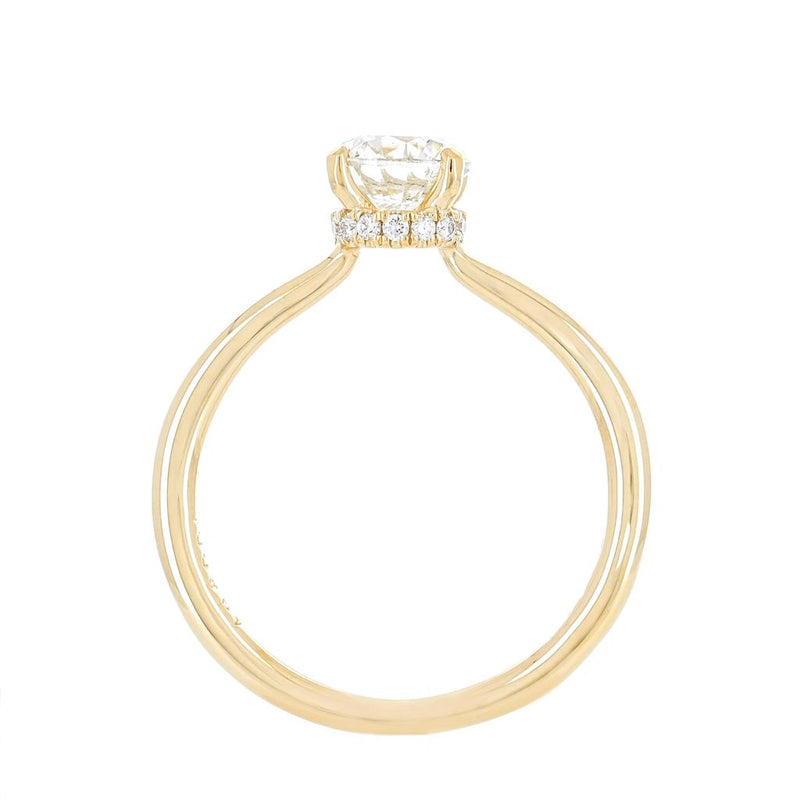 0.54ctw Round Diamond Solitaire Engagement Ring, Diamond Collar - 14K Yellow Gold