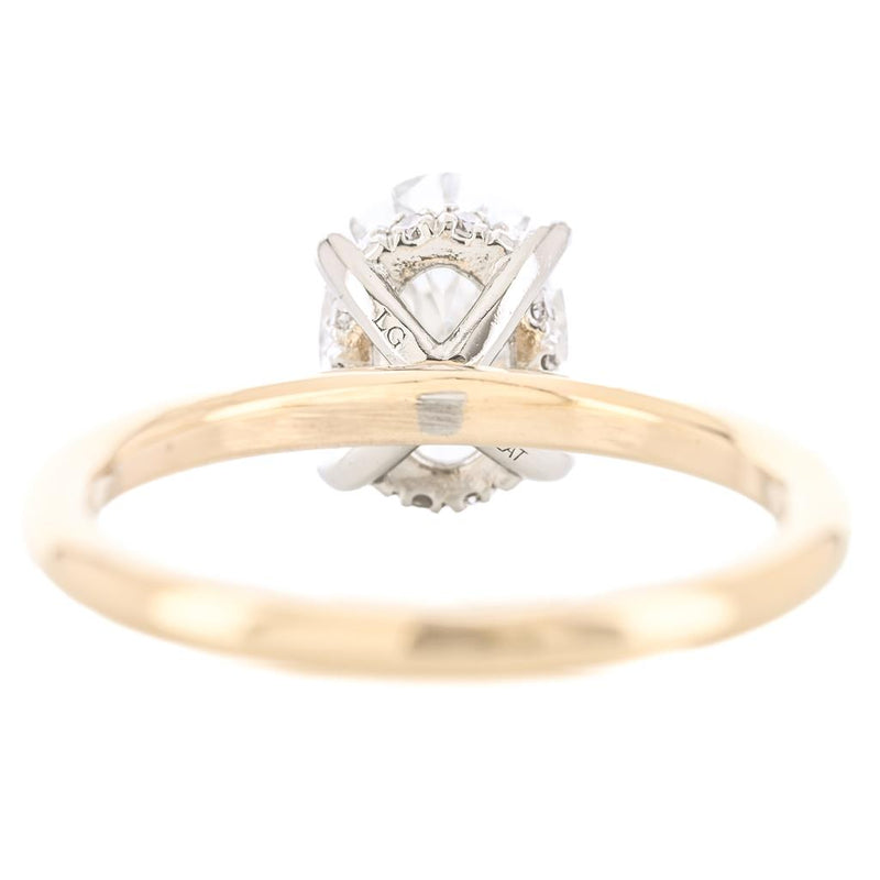 1.59CTW Oval Lab-Grown Diamond Engagement Ring - Hidden Halo + Solitaire - 14K Yellow Gold + 950 Platinum