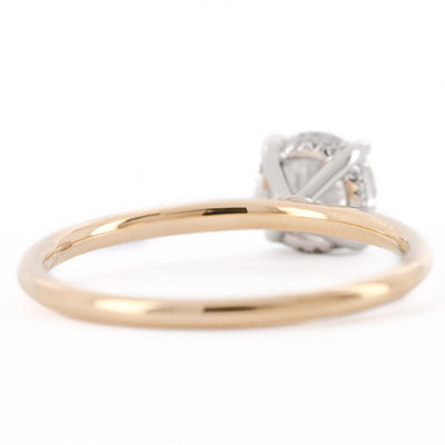 .96CTW Round Diamond Engagement Ring - Solitaire + Hidden Halo - 14K Yellow Gold + 950 Platinum