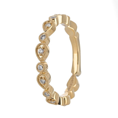 Round + Pear Stackable Band | 0.18ct | Yellow Gold