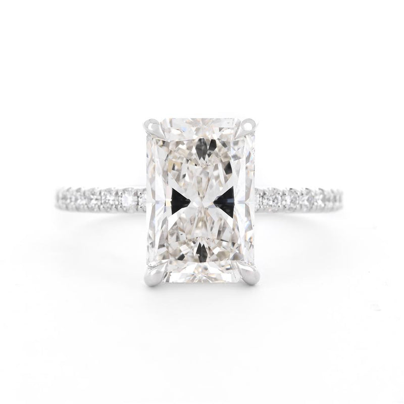 4.28ctw Radiant Diamond Pavé Solitaire Engagement Ring - 950 Platinum