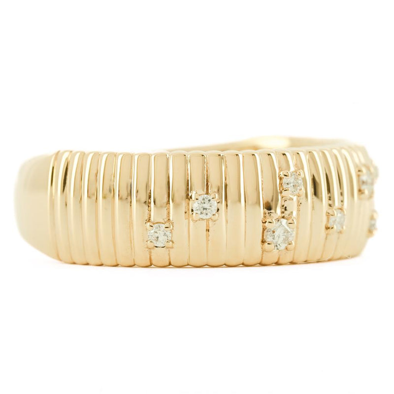 .12CTW Diamond Band - Fluted Dome Band, Sprinkle - 14K Yellow Gold