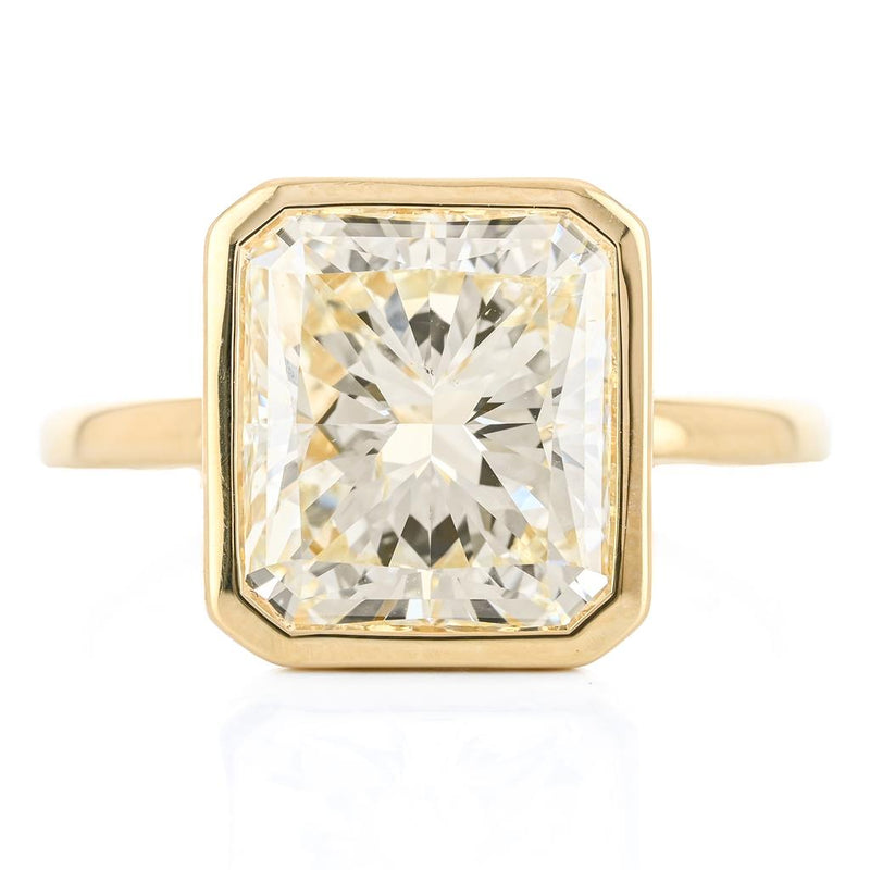 5.02CT Radiant Diamond Engagement Ring - Bezel + Solitaire - 14K Yellow Gold
