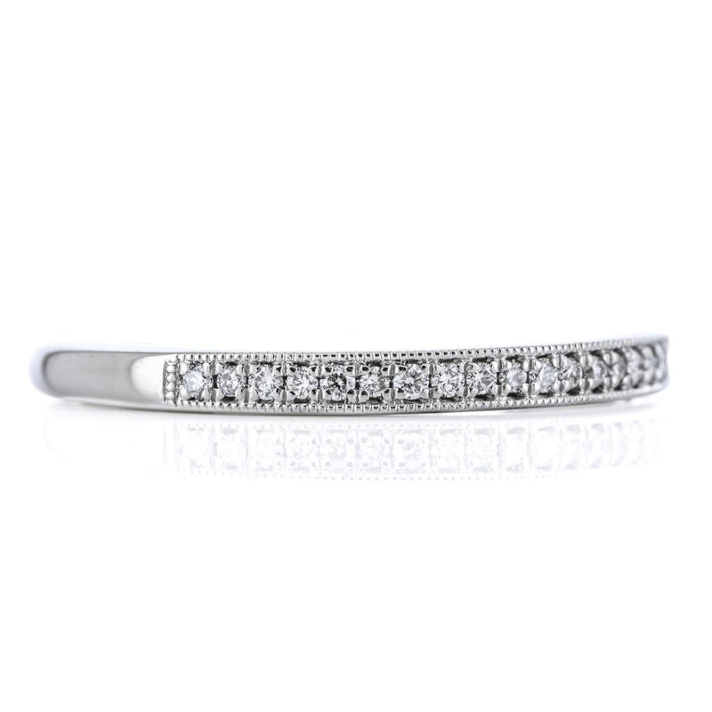 .11CTW Round Diamond Band, Size 4.5 - Bead and Bright Set - 14K White Gold