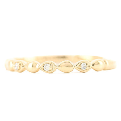 .04CTW Round Diamond + Gold Alternating Band- Bezel - 14K Yellow Gold