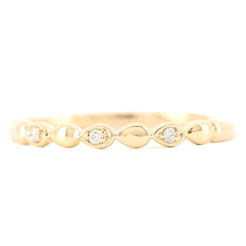 .04CTW Round Diamond + Gold Alternating Band- Bezel - 14K Yellow Gold