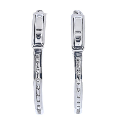 .50CTW Diamond Hoop Earrings - 14K White Gold