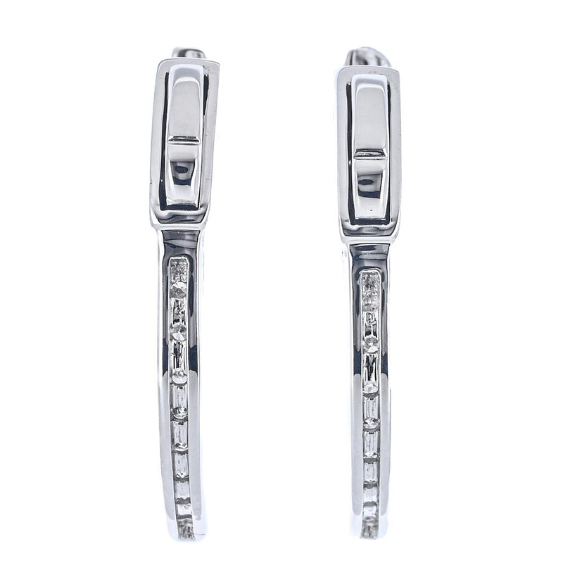 .50CTW Diamond Hoop Earrings - 14K White Gold