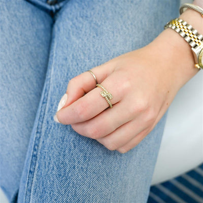 .57CTW Emerald Diamond Ring - Pave - 14K Yellow Gold