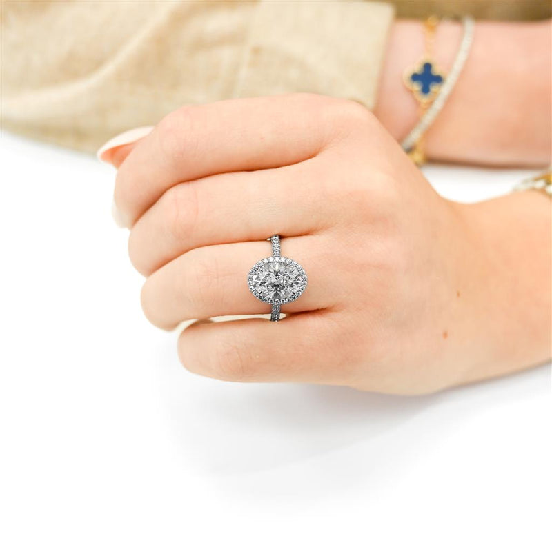 Tiffany and Co. | 2.93CTW Oval Soleste Diamond Engagement Ring, Size 6.5 - Halo - 950 Platinum