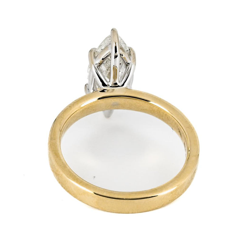 2.10ct Marquise Diamond Solitaire Ring, 3mm Band, Size 6.5 – 14K Yellow  Gold + White Gold