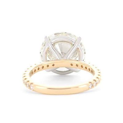 7.27ctw Round Diamond Pavé Solitaire Engagement Ring - 14K Yellow Gold + 950 Platinum