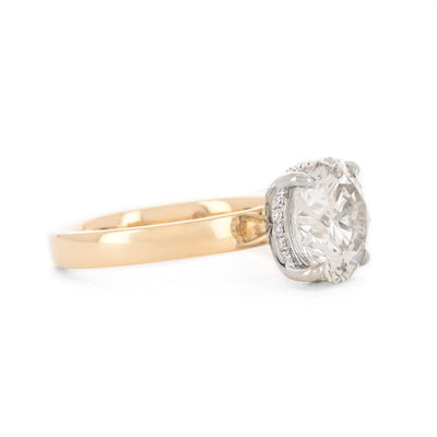 3.83ctw Round Diamond Engagement Ring, 3mm - 14K Multi-Tone Gold