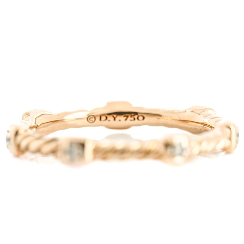 David Yurman | Round Diamond Cable Collection Stack Ring, Size 6 - 18K Yellow Gold