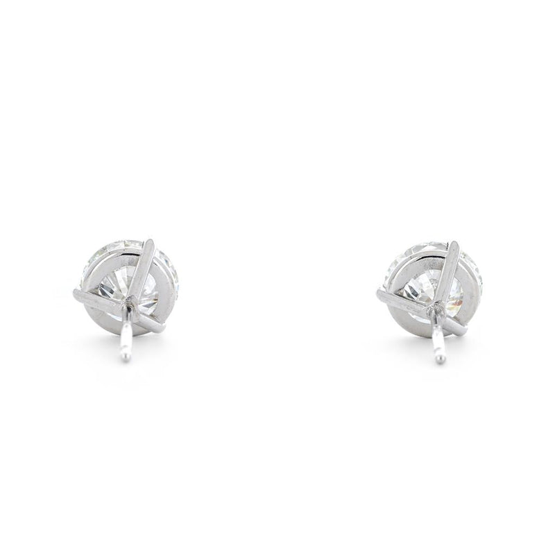 2.03ctw Round Diamond Stud Earrings, 3 Prong - 14K White Gold