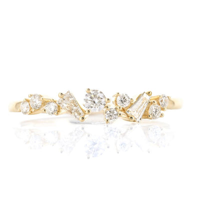 .27CTW Baguette + Round Diamond Band - Scattered - 14K Yellow Gold