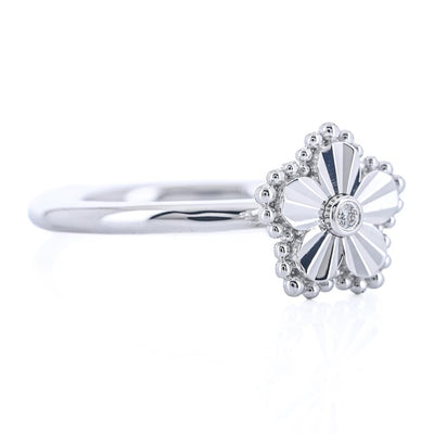 .01CT Diamond Bujukan Flower Ring, Size 6.5 - Sterling Silver