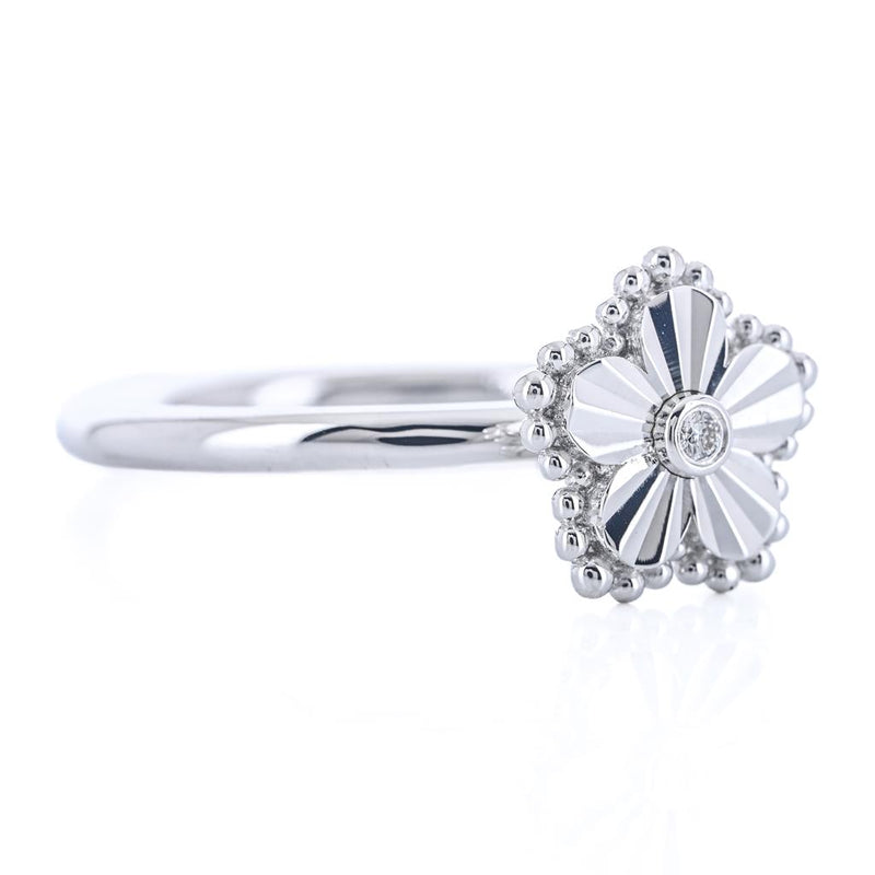.01CT Diamond Bujukan Flower Ring, Size 6.5 - Sterling Silver