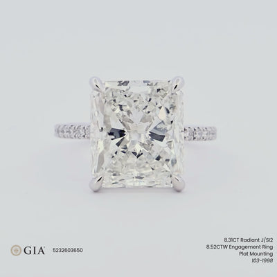 8.52CTW Radiant Diamond Engagement Ring - Pavé Band - 950 Platinum