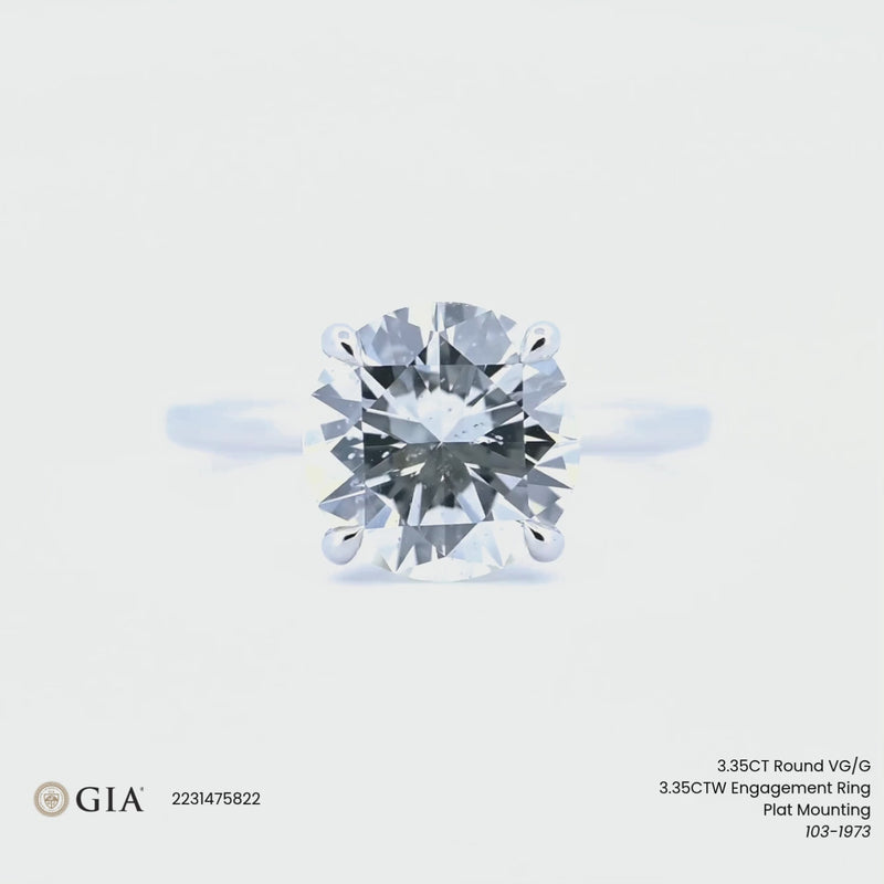 3.35CTW Round Diamond Engagement Ring - Solitaire - 950 Platinum