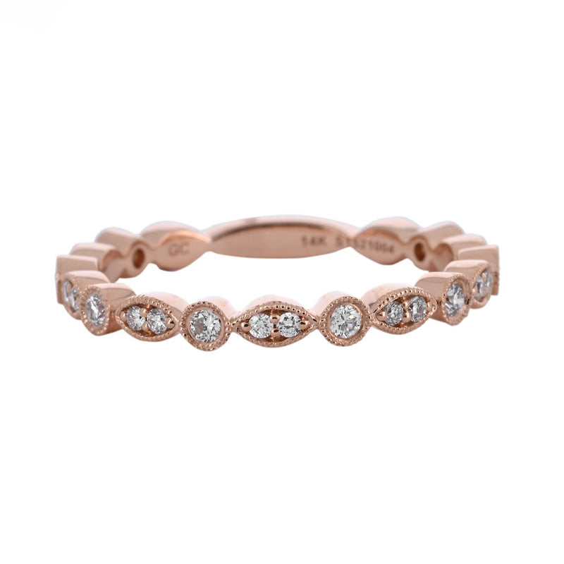 Gabriel & Co Stackable Rose Gold 0.24ct Round Diamond Band Ring