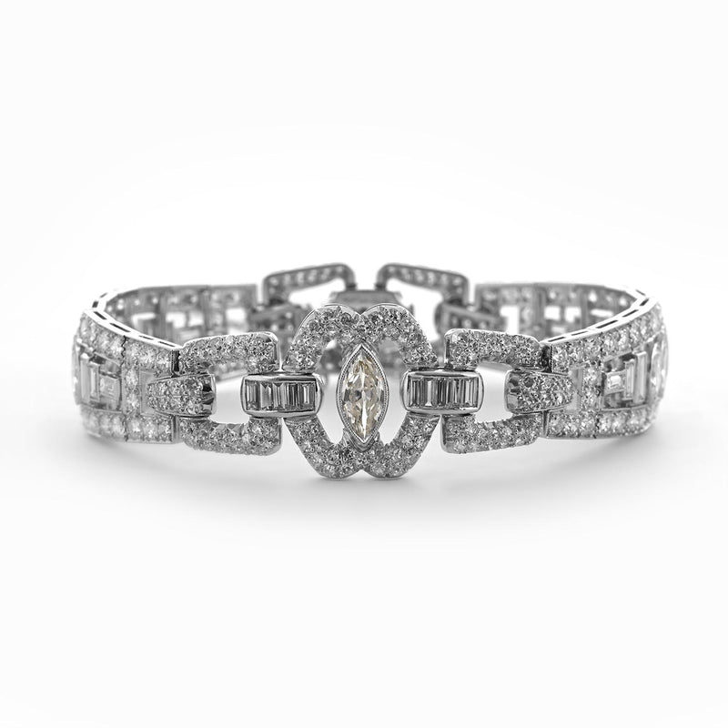 Platinum 12.56ct Marquise Diamond Statement Bracelet