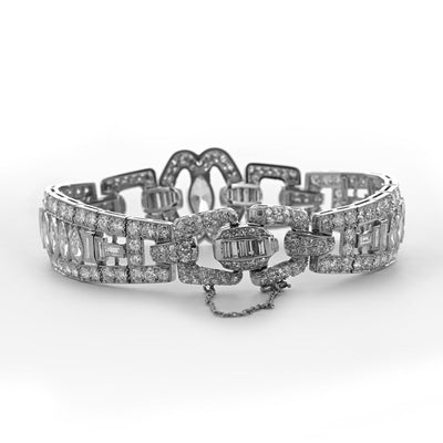 Platinum 12.56ct Marquise Diamond Statement Bracelet