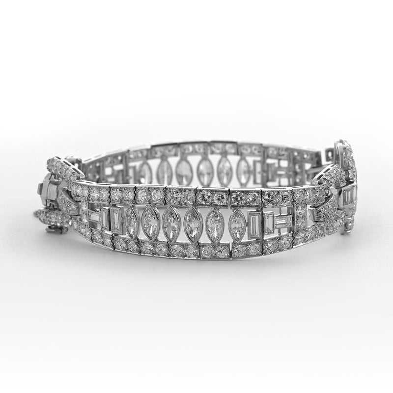 Platinum 12.56ct Marquise Diamond Statement Bracelet